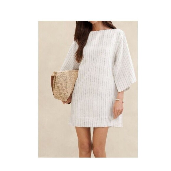 Banana Republic‎ Women's 6 Ella Linen Stripe Mini Dress NWOT - Picture 1 of 12